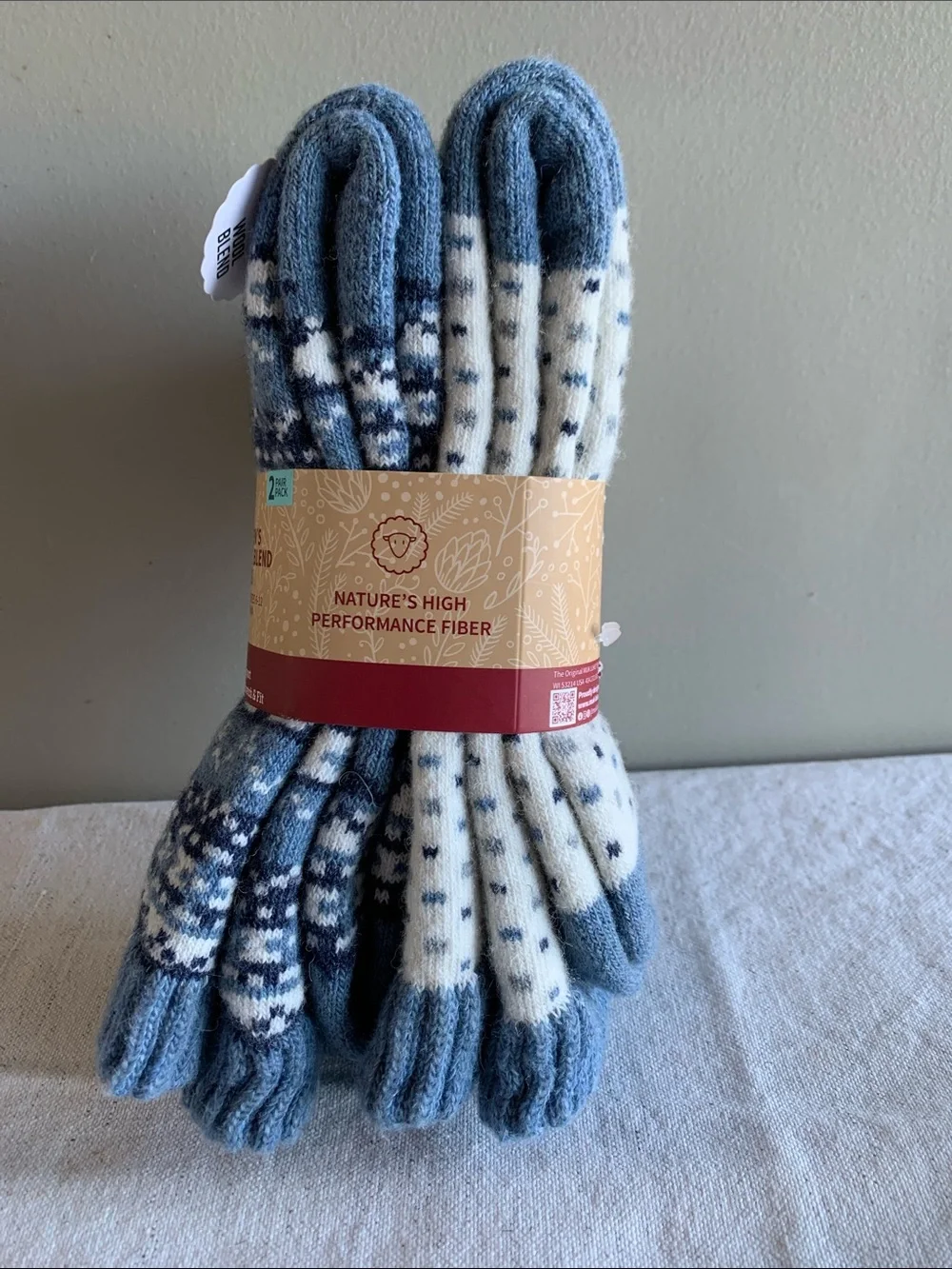 Muk Luks Blue and White Fair Isle Wool-Blend Women's Socks